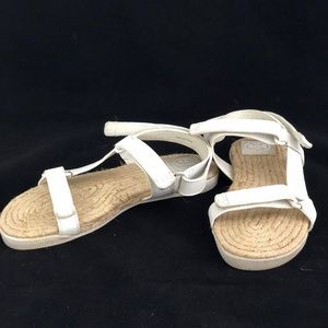 Tory Burch Leather Espadrille Bumper Sandal White